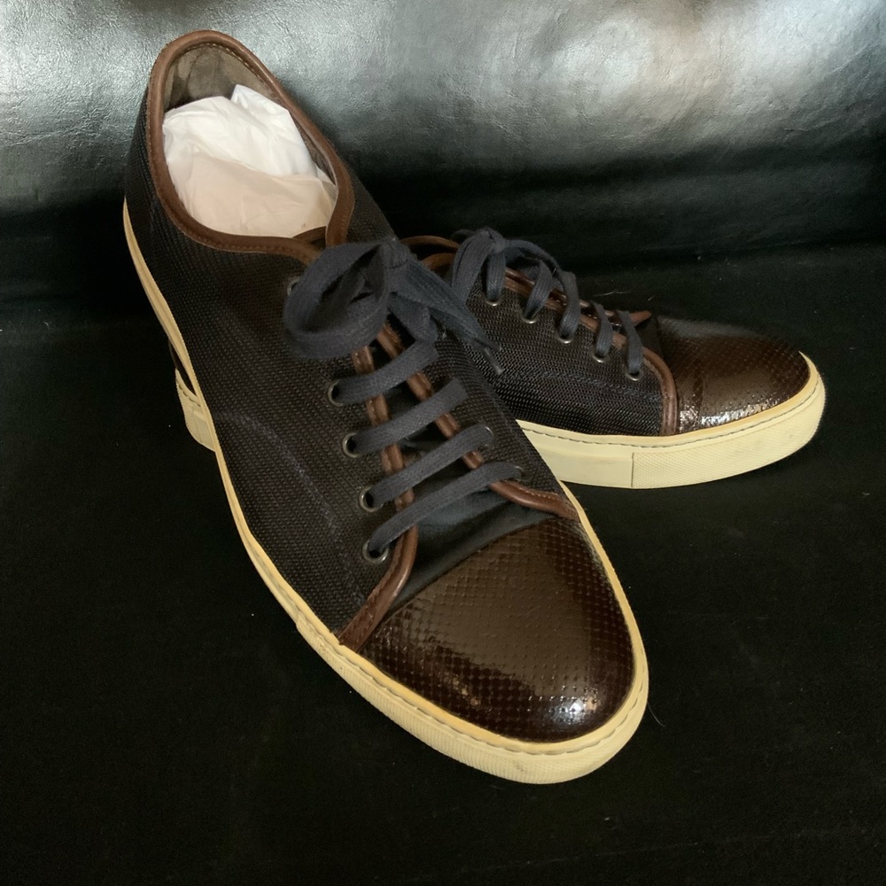Lanvin mesh sneaker with leather toe